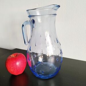 Italian Blue Glass Pitcher Bormioli Rocco 8.5 in Tall